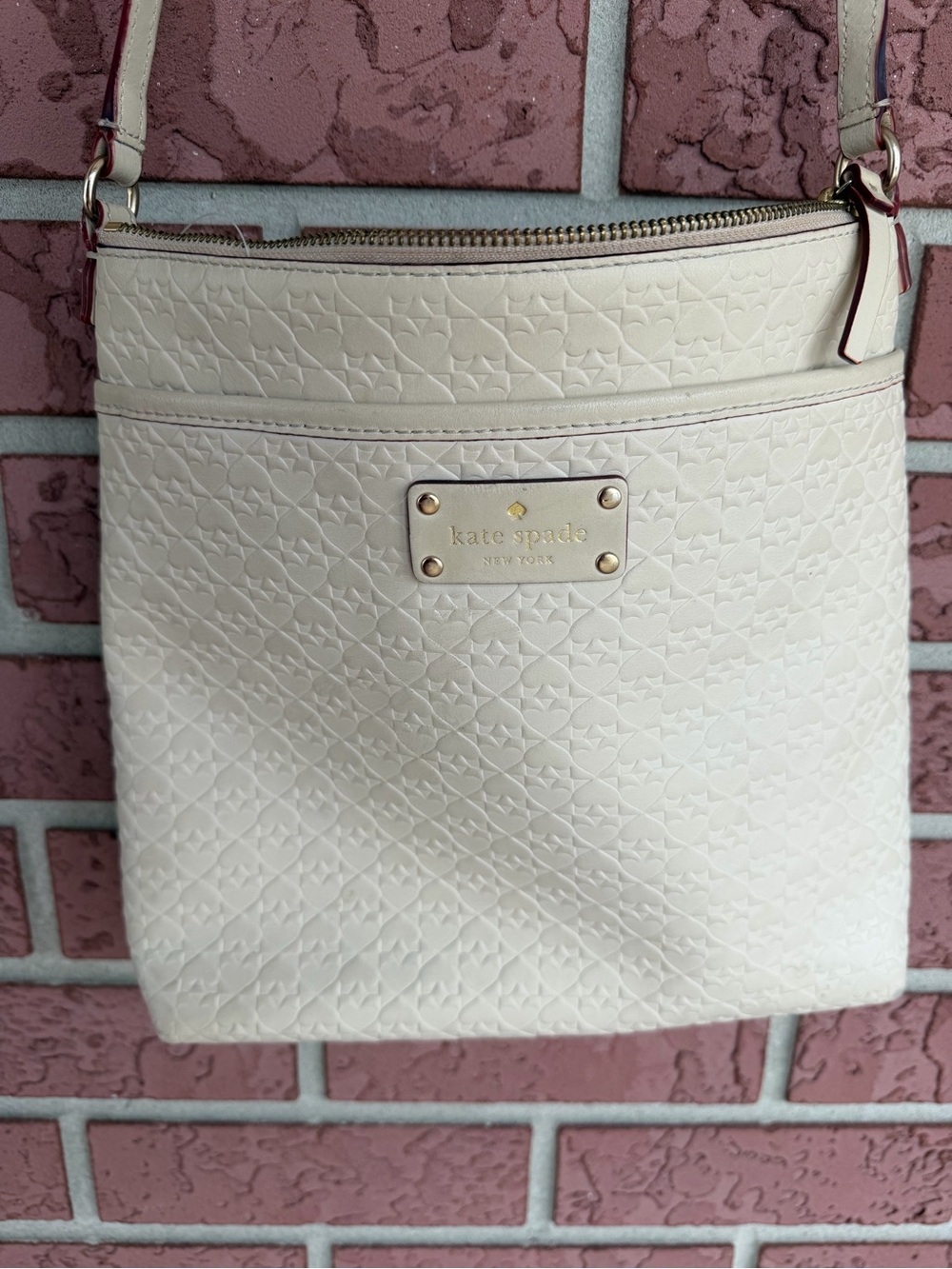 kate spade Cream Textured Leather Crossbody Bag